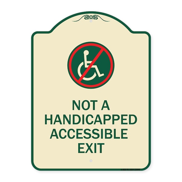 Signmission Not Handicapped Accessible Exit W/ Graphic Heavy-Gauge Aluminum Sign, 24" H, 18" L, TG-1824-23549 A-DES-TG-1824-23549 - main